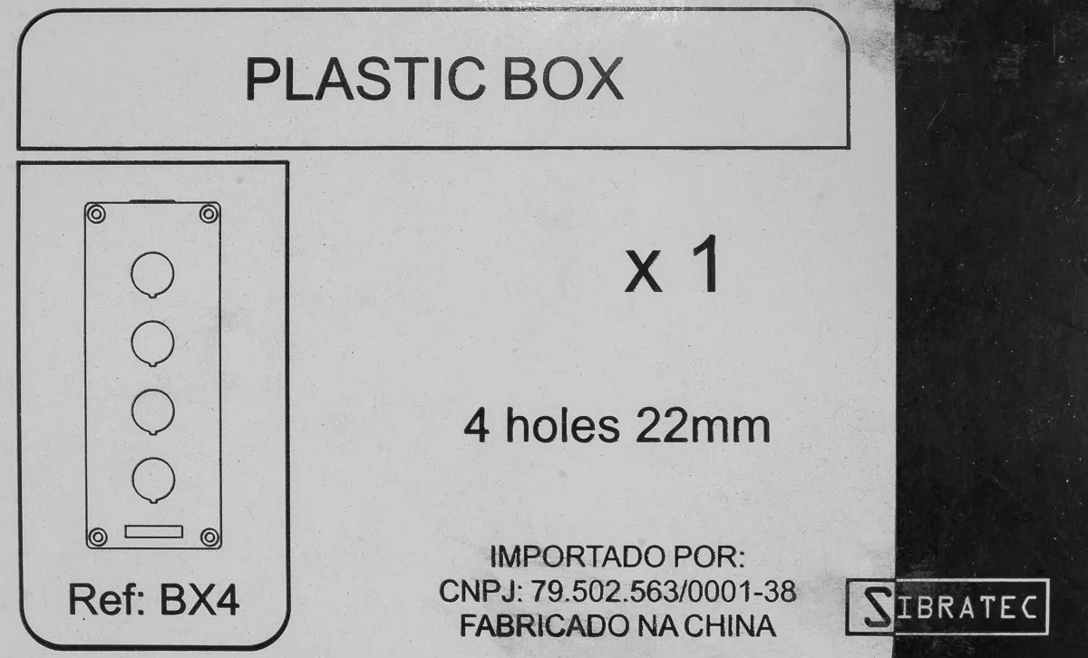 Caixa Plastica Botoeira P/Comando Bx4  4 Furos 22mm