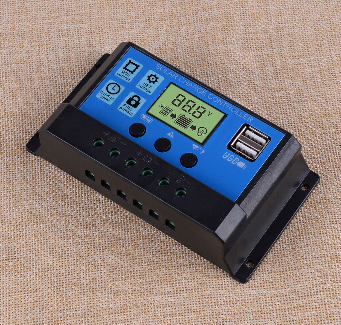 Controlador De Carga Solar 12V/24V PWM 30A Hd Lcd Dual USB